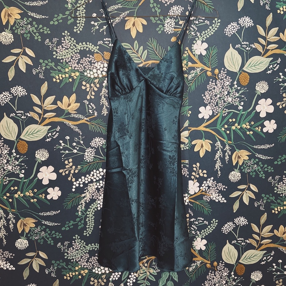 Blue silk slip dress